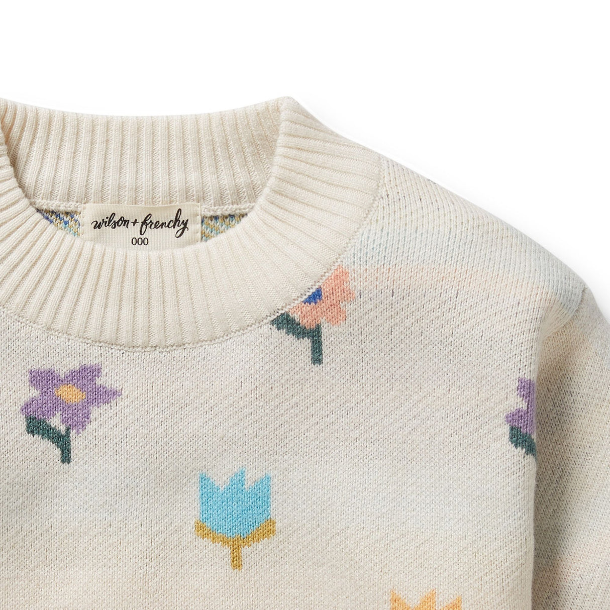 Wilson + Frenchy  Organic Knitted Jacquard Jumper - Flower Pop