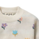 Wilson + Frenchy  Organic Knitted Jacquard Jumper - Flower Pop