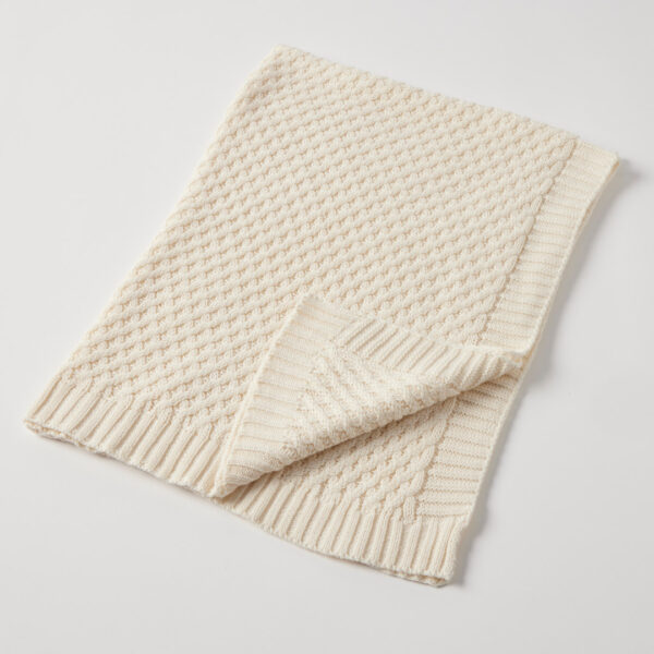 Jiggle + Giggle Basket Weave Knit Blanket - Cream