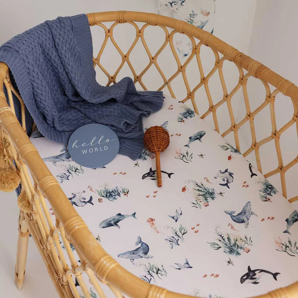 Snuggle Hunny Organic Bassinet Sheet / Change Pad Cover - Ocean
