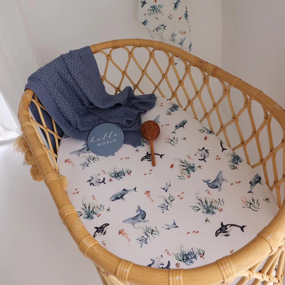 Snuggle Hunny Organic Bassinet Sheet / Change Pad Cover - Ocean