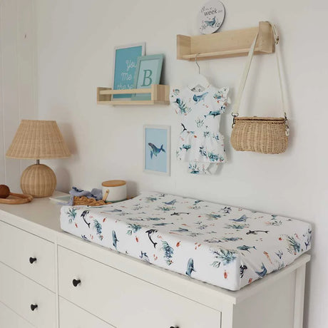 Snuggle Hunny Organic Bassinet Sheet / Change Pad Cover - Ocean