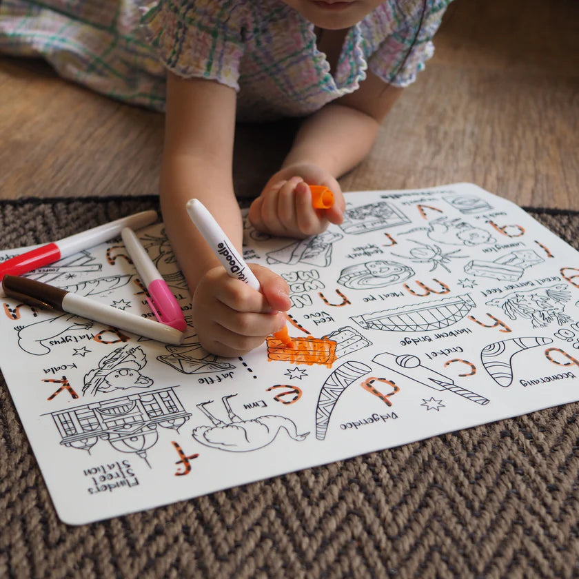 Hey Doodle Reusable Colouring Mat - Aussie Icons