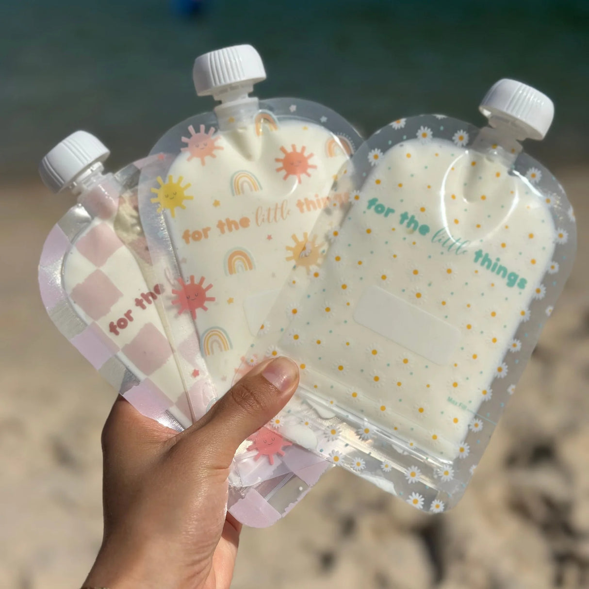 Sinchies Reusable Food Pouches 150ml - 5 Pack - Checkmate Blush