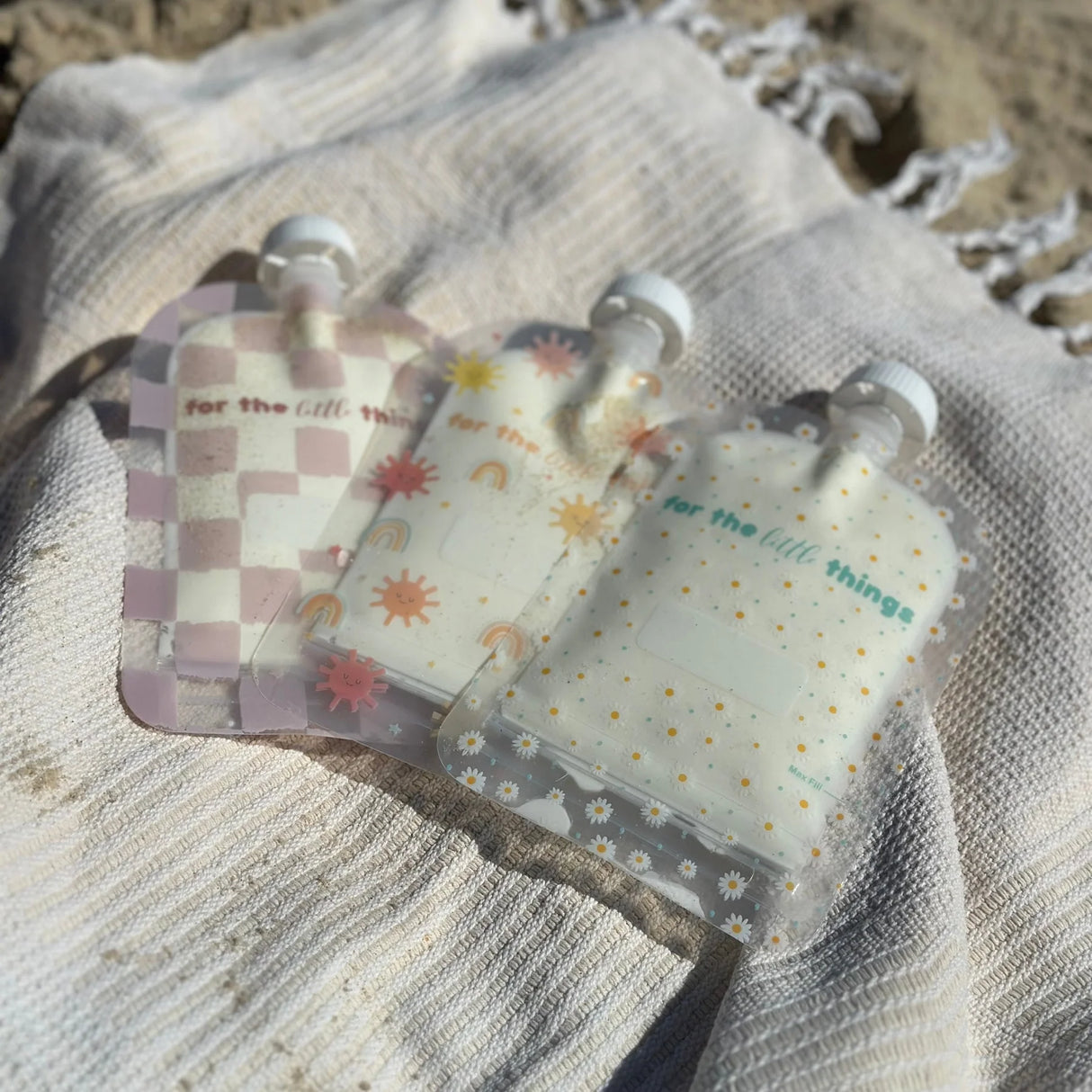 Sinchies Reusable Food Pouches 150ml - 5 Pack - Checkmate Blush