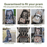 OiOi Reversible Pram Liner - Green Squiggle/Faux Fur