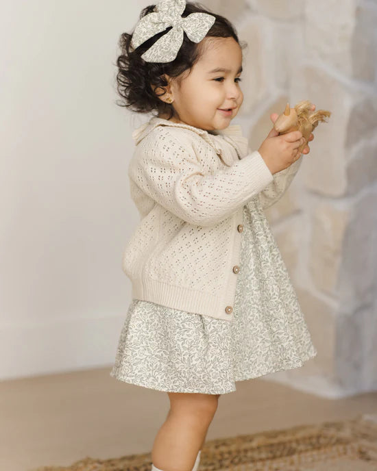 Quincy Mae Ruffle Collar Cardigan - Natural