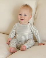 Quincy Mae Drawstring Pant - Sage Stripe