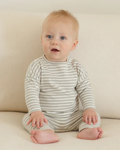 Quincy Mae Long Sleeve Tee - Sage Stripe