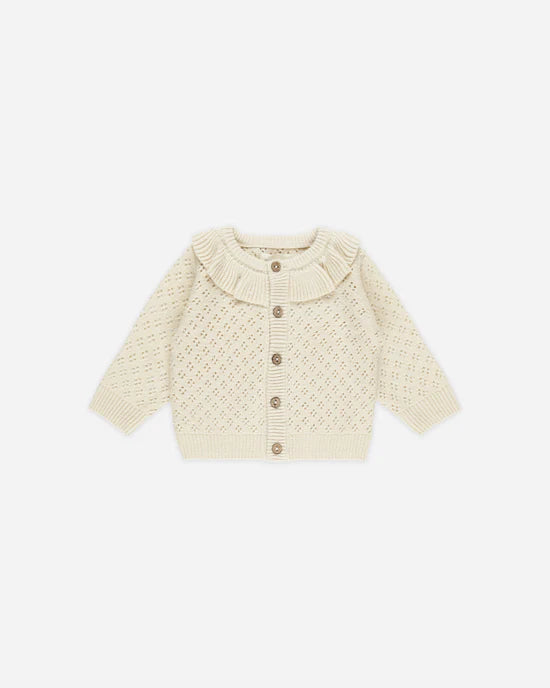 Quincy Mae Ruffle Collar Cardigan - Natural