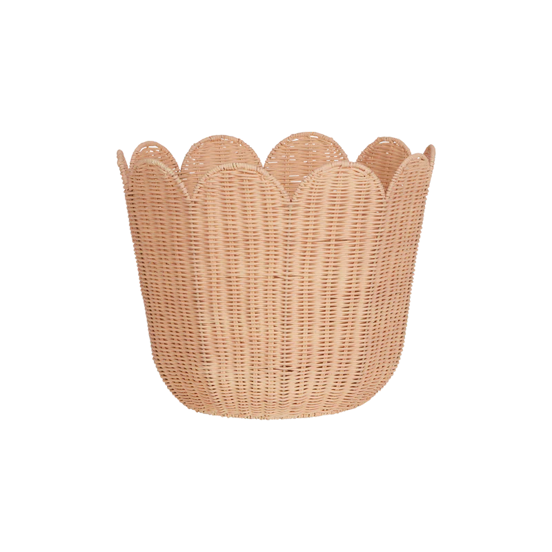 Olliella Rattan Tulip Basket Seashell Pink