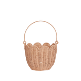 Olli Ella Rattan Tulip Carry Basket - Seashell Pink