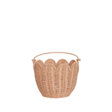 Olli Ella Rattan Tulip Carry Basket - Seashell Pink