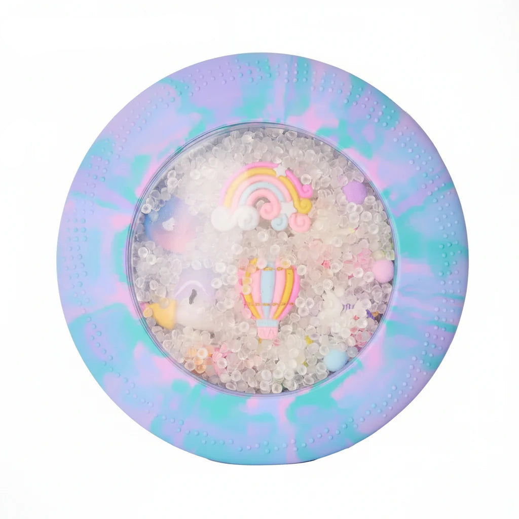 Decorative item with unicorn theme featuring a colorful frame and central design.