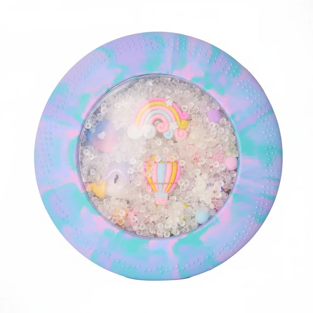 Decorative item with unicorn theme featuring a colorful frame and central design.