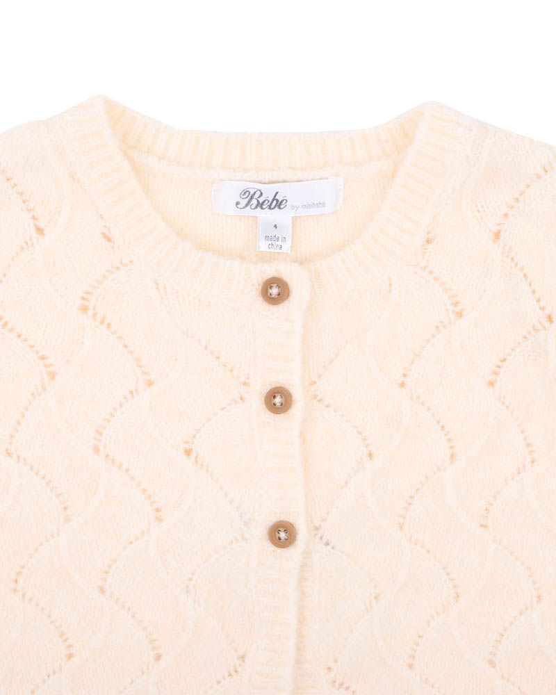 Minihaha Girls Cream Pointelle Cardigan