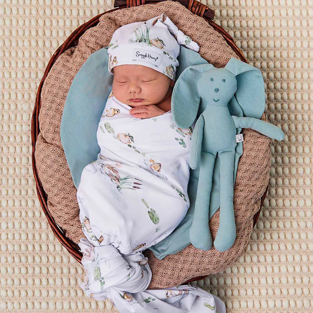 Snuggle Hunny Jersey Wrap + Beanie Set - Duck Pond