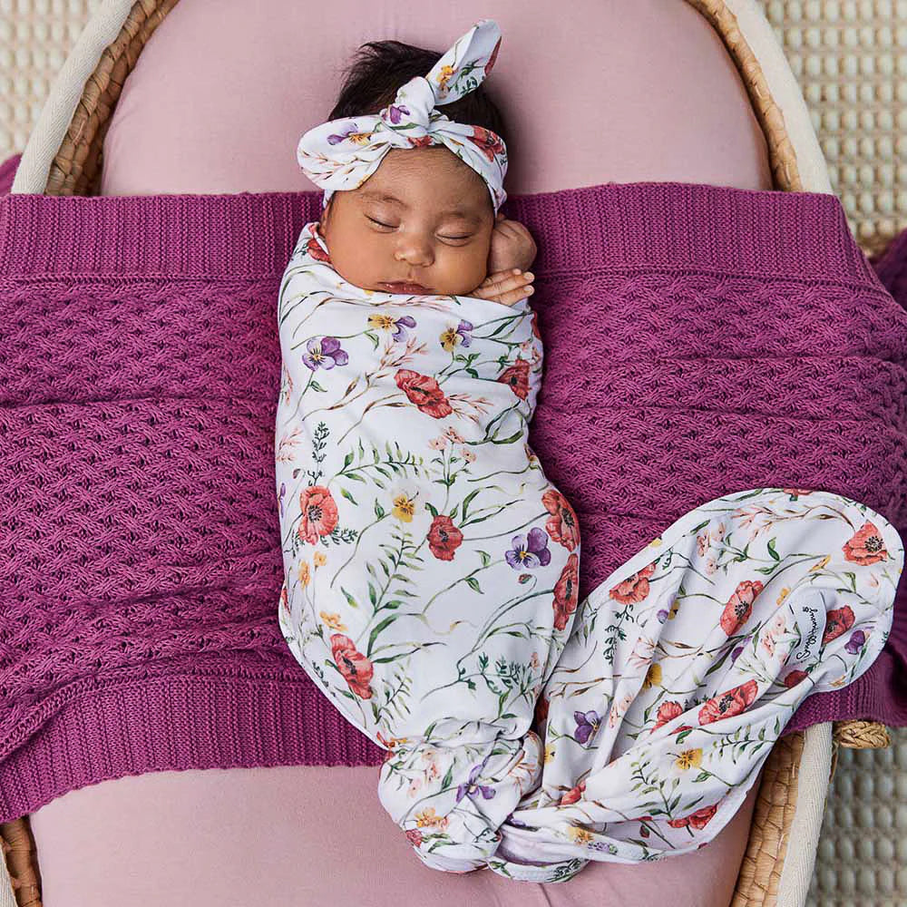 Snuggle Hunny Jersey Wrap & Headband - Meadow