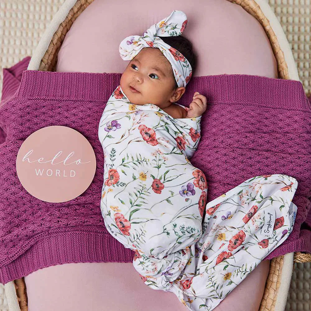Snuggle Hunny Jersey Wrap &  Headband - Meadow