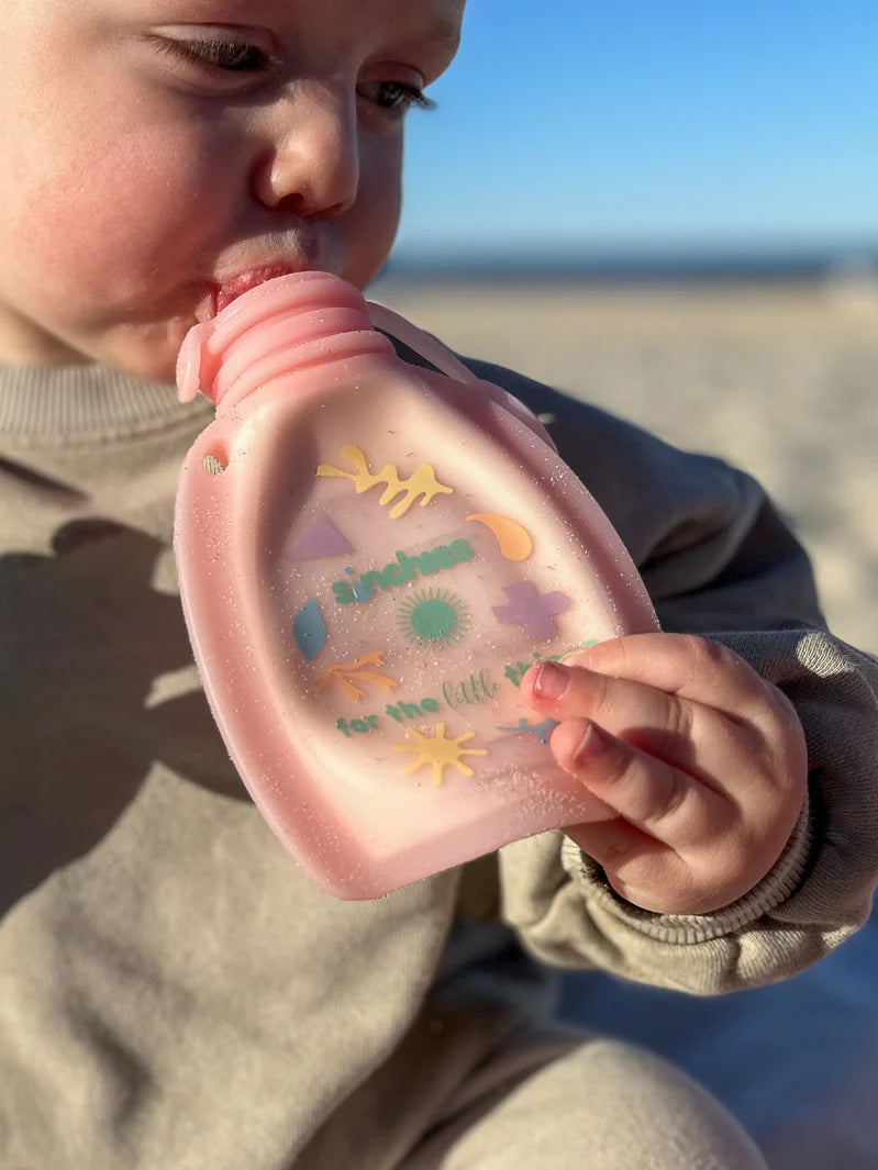 Sinchies Silicone Squeezy Pouch - Pastel Pink