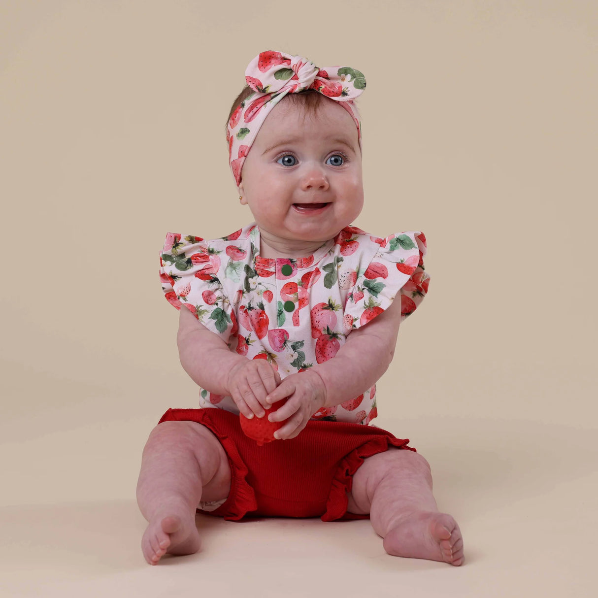 Snuggle Hunny Strawberry Short Sleeve Bodysuit With Frill