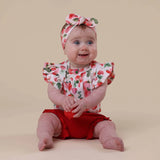 Snuggle Hunny Strawberry Short Sleeve Bodysuit With Frill