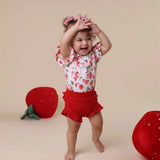 Snuggle Hunny Strawberry Short Sleeve Bodysuit With Frill