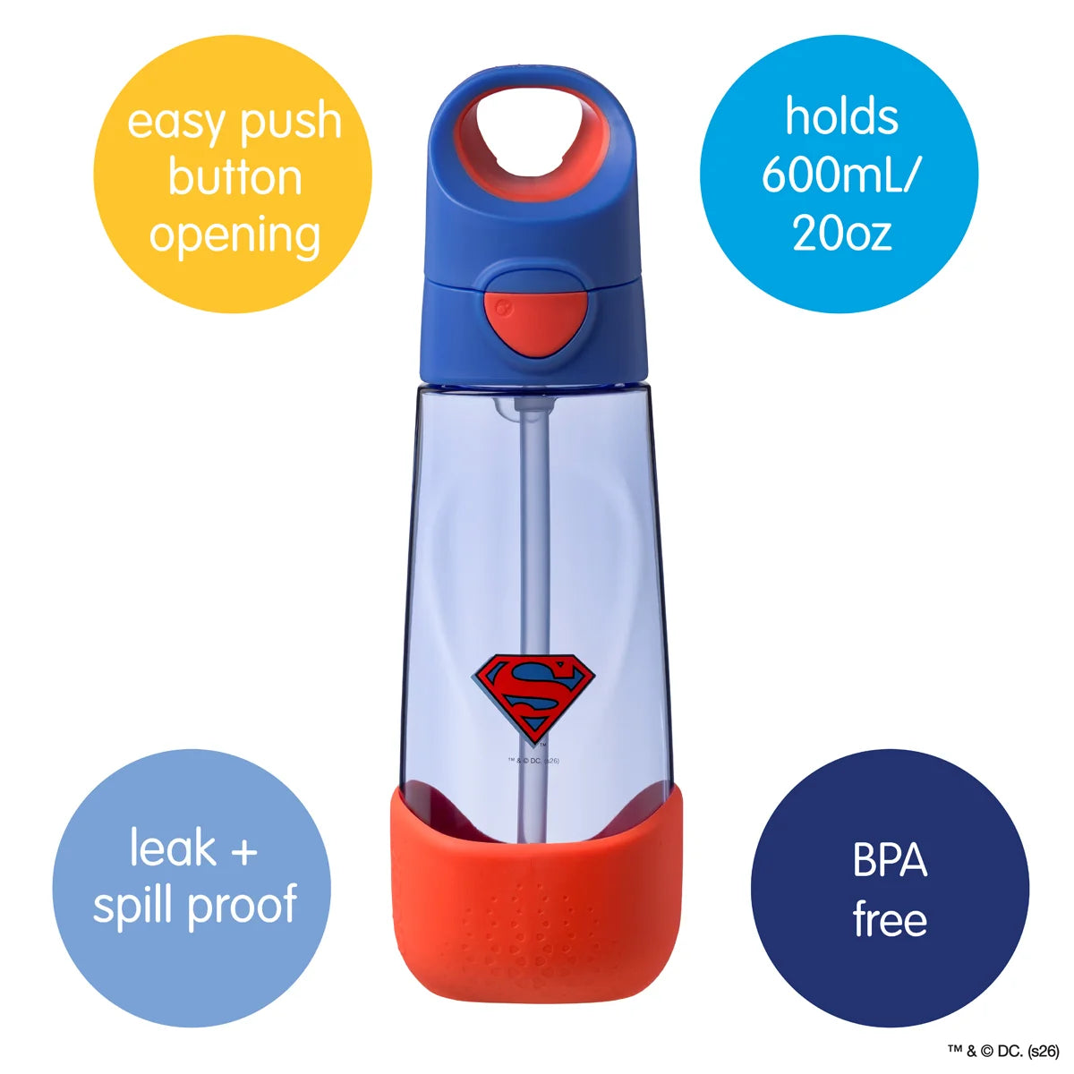 b.box Tritan Drink Bottle 600ml - Superman