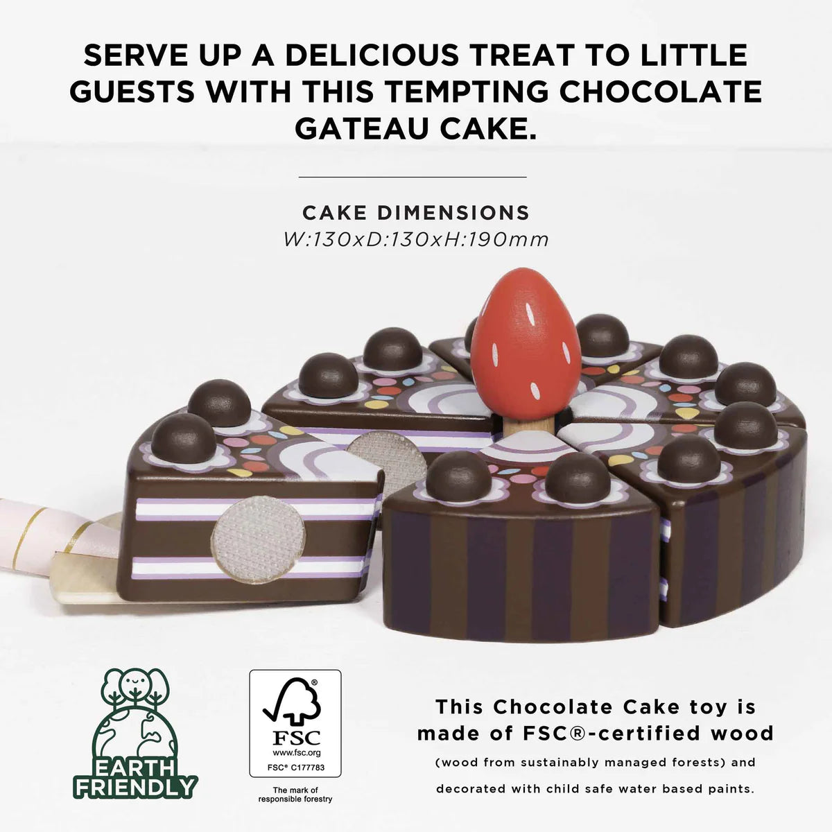 Le Toy Van Wooden Chocolate Gateau Cake