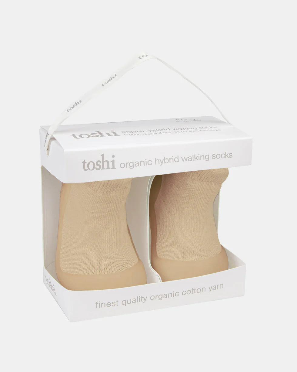 Toshi Organic Hybrid Walking Socks Dreamtime Footsteps - Driftwood
