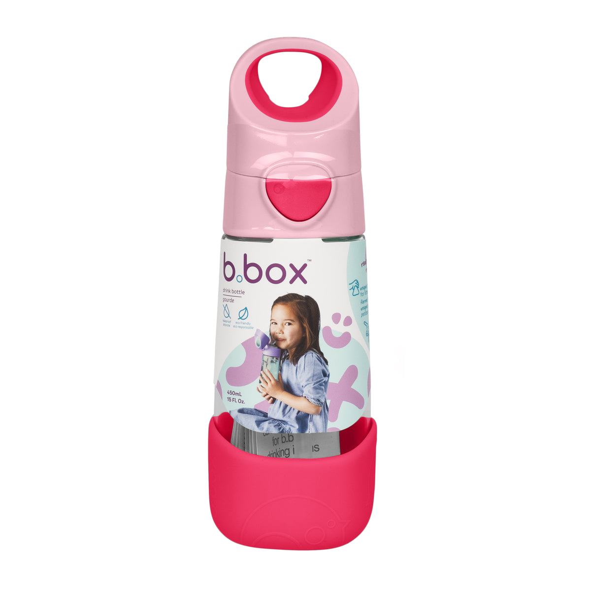 b.box Tritan Drink Bottle 450ml  - Flamingo Fizz