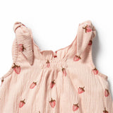 Wilson + Frenchy Strawberry Kisses Organic Tie Playsuit