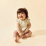 Wilson + Frenchy Lemon Leaf Organic Ruffle Zipsuit