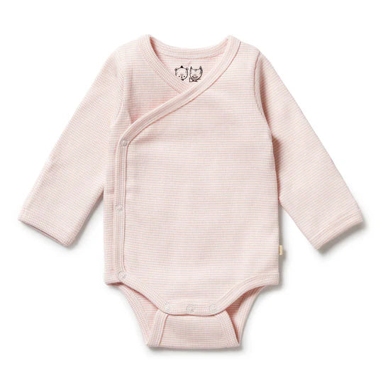 Wilson + Frenchy Cantaloupe Organic Stripe Rib Kimono Bodysuit