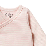 Wilson + Frenchy Cantaloupe Organic Stripe Rib Kimono Bodysuit