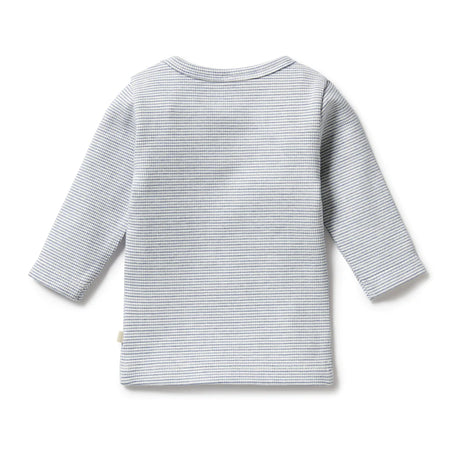 Wilson + Frenchie Organic Stripe Rib Long Sleeve Top - Rain Drop