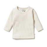 Wilson + Frenchie Organic Stripe Rib Long Sleeve Top - Oatmeal