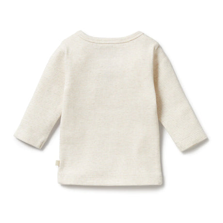Wilson + Frenchie Organic Stripe Rib Long Sleeve Top - Oatmeal