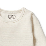 Wilson + Frenchie Organic Stripe Rib Long Sleeve Top - Oatmeal