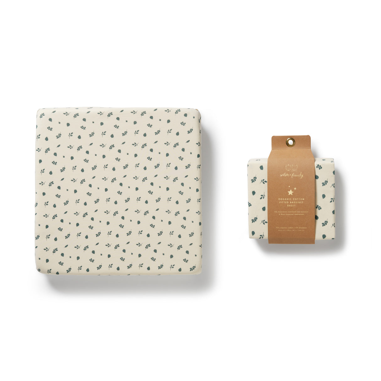 Wilson + Frenchy Organic Cotton Jersey Fitted Cot Sheet - Twilight Leaf