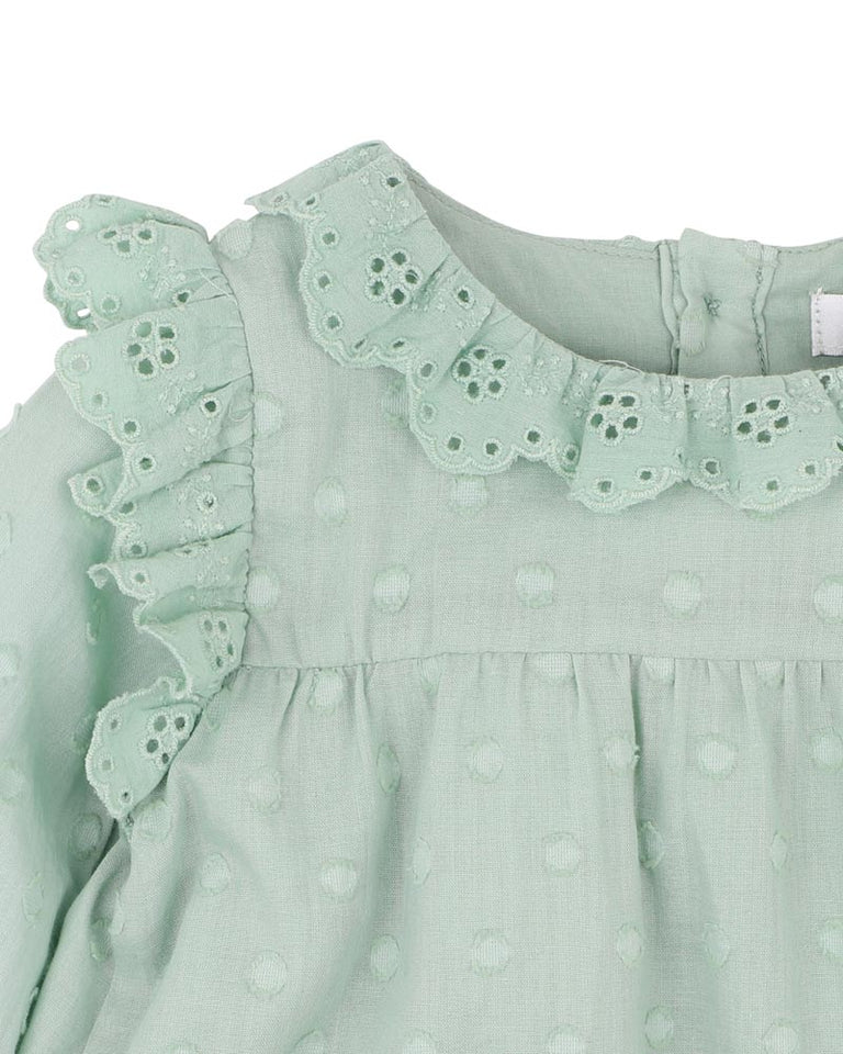 Minihaha Fern Dobby LS Romper