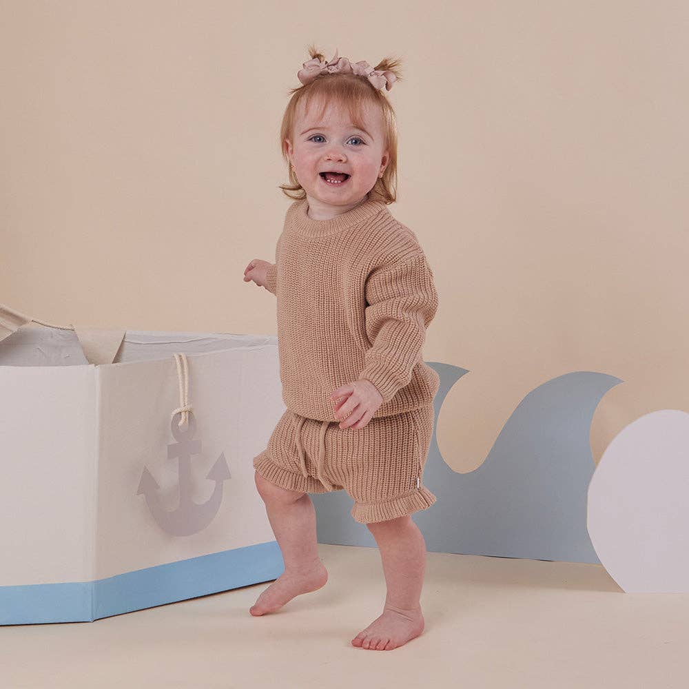 Snuggle Hunny Oversized Cotton Knit Jumper - Hazelnut