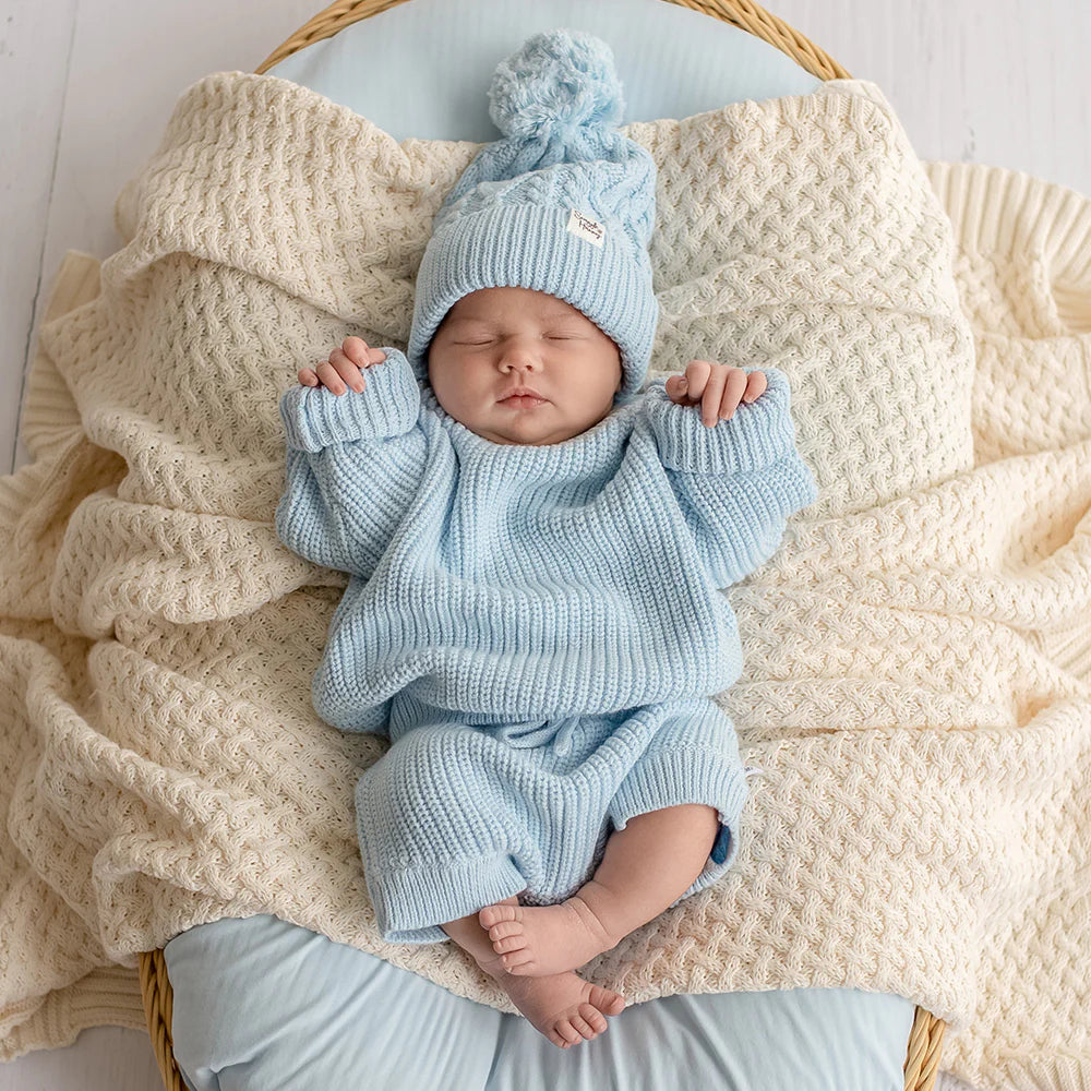 Snuggle Hunny Oversized Cotton Knit Jumper - Baby Blue