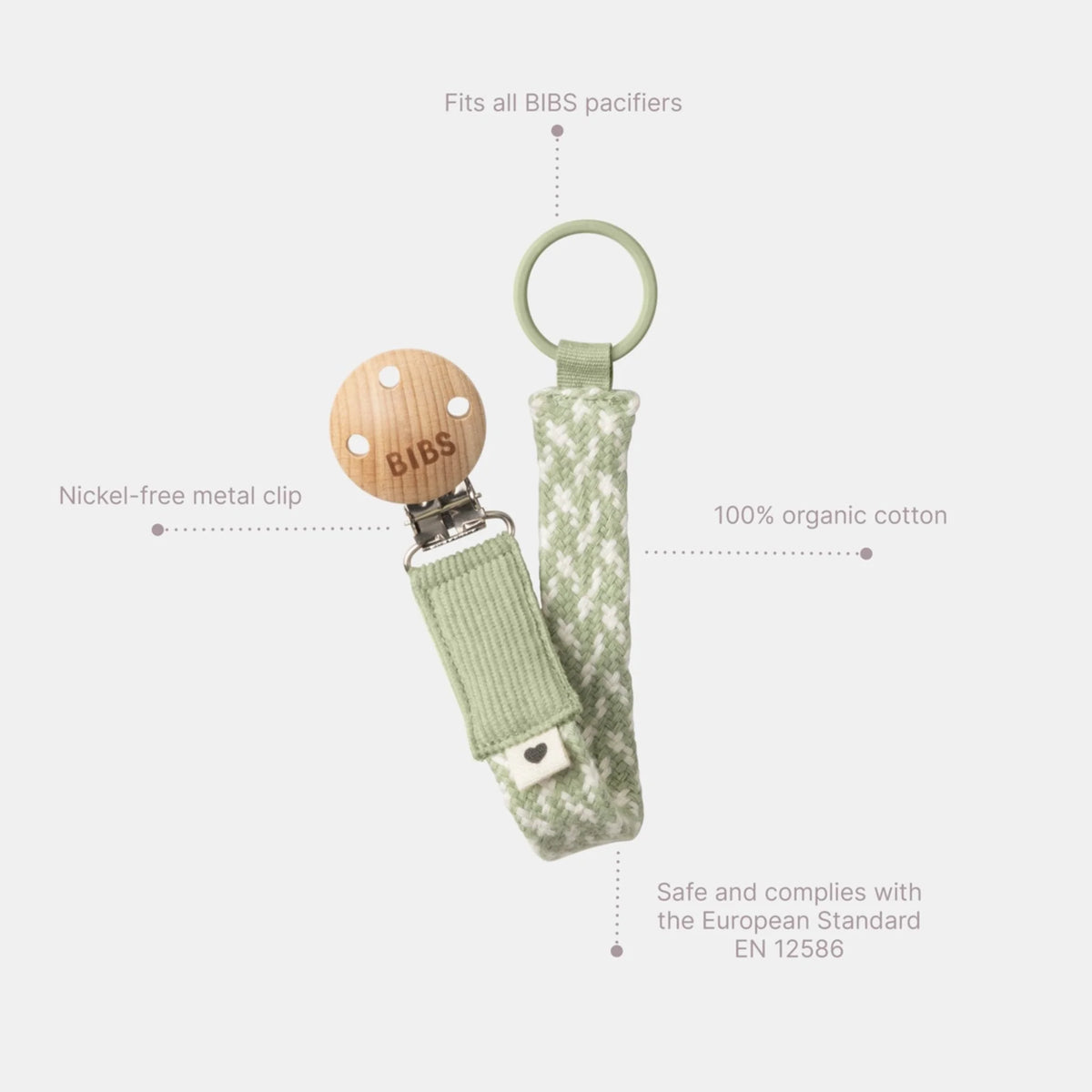 BIBS Pacifier Braided Clip - Blush/Ivory