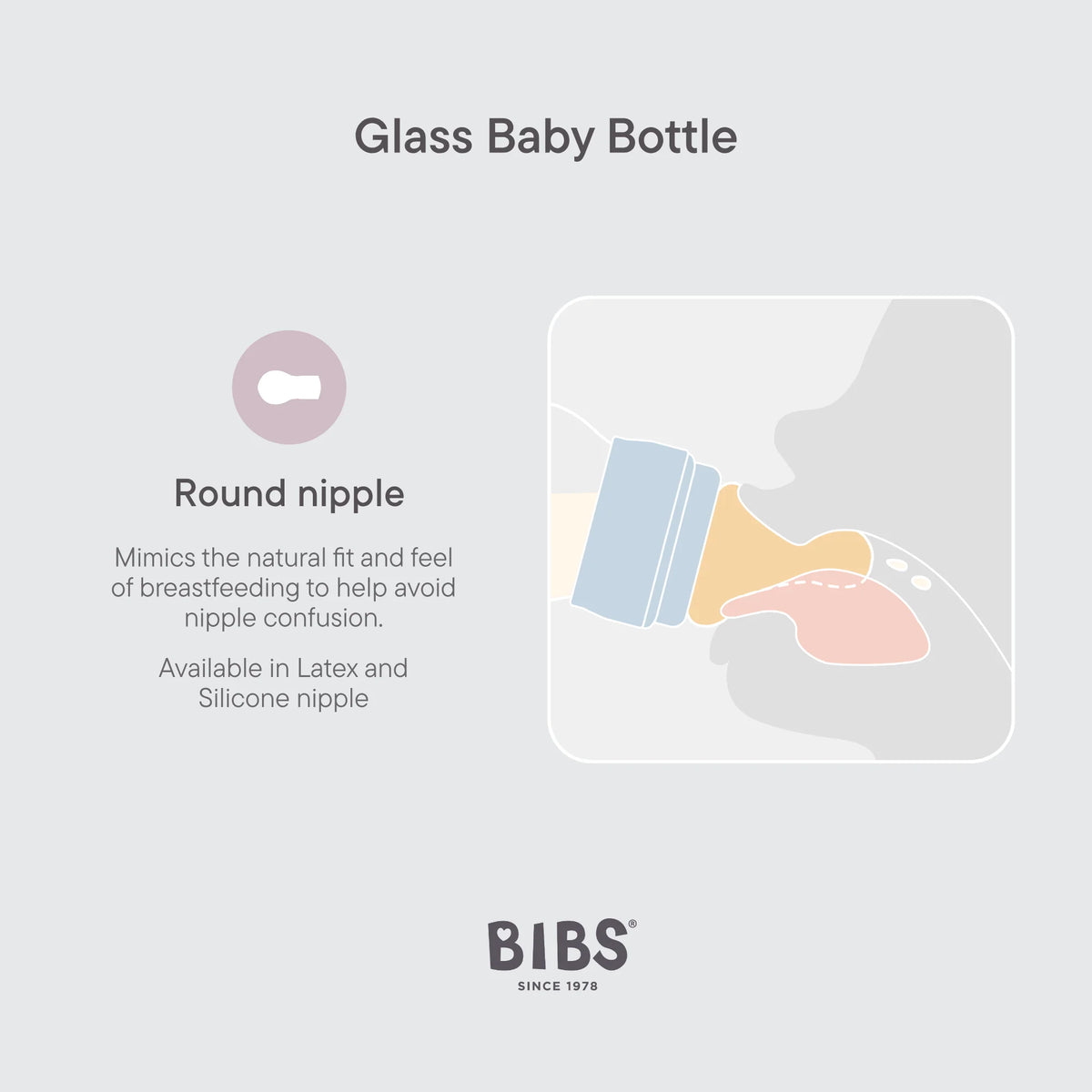 BIBS Bottle Replacement Nipple Round Latex 2 Pack - Medium Flow