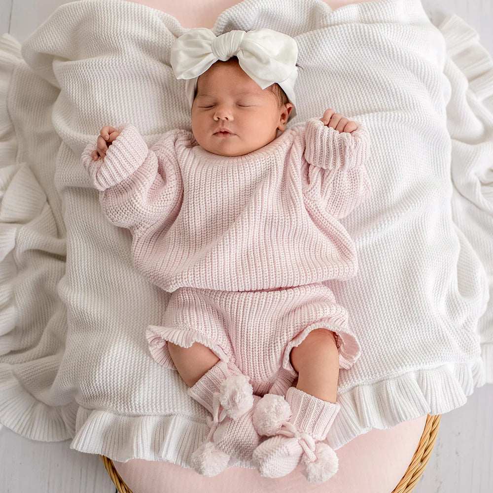 Snuggle Hunny Oversized Cotton Knit Jumper - Blush Pink