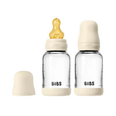 BIBS Glass Bottle Complete Set (2 Pack) 120ml Latex - Ivory