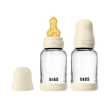 BIBS Glass Bottle Complete Set (2 Pack) 120ml Latex - Ivory