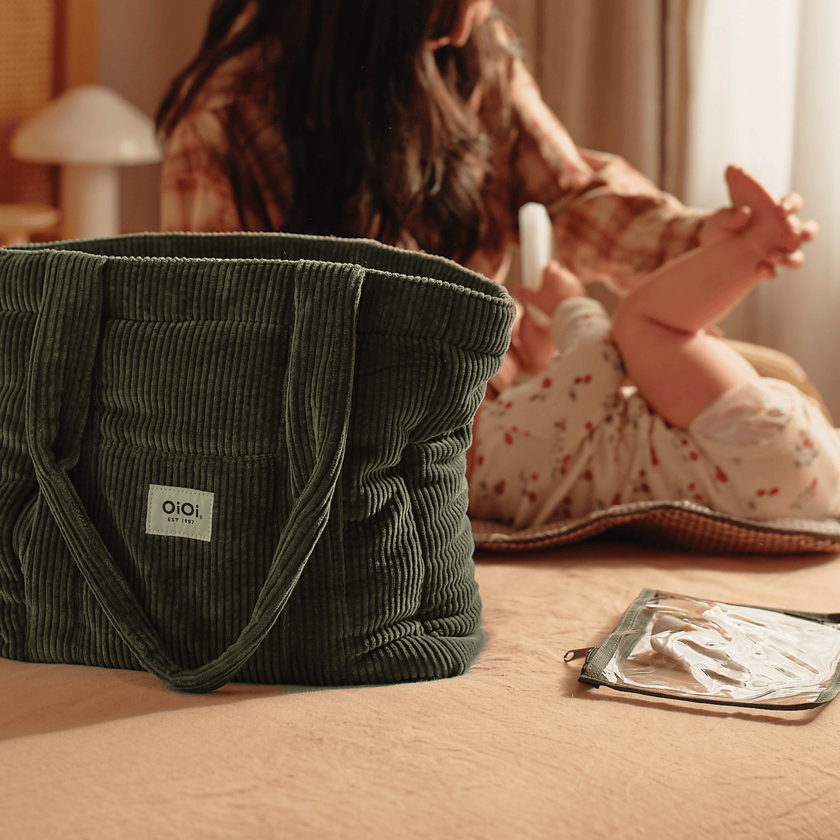 OiOi Everyday Tote - Moss Green Corduroy