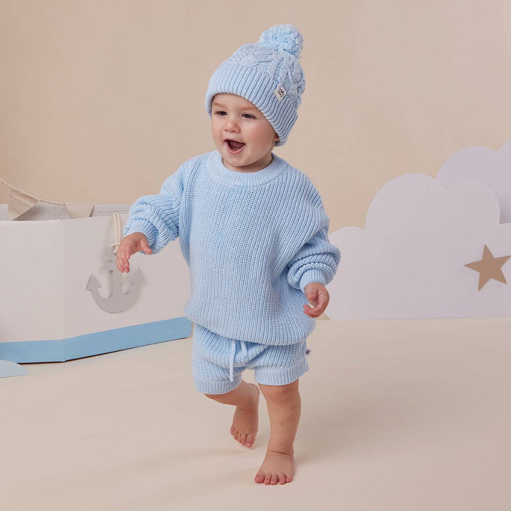 Snuggle Hunny Organic Cotton Knit Shorts - Baby Blue